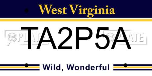 TA2P5A West Virginia License Plate