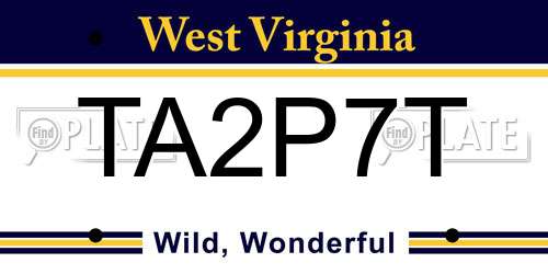 TA2P7T West Virginia License Plate