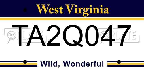 TA2Q047 West Virginia License Plate