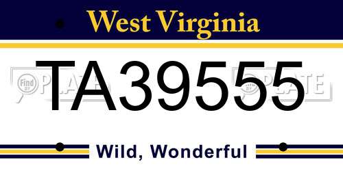 TA39555 West Virginia License Plate