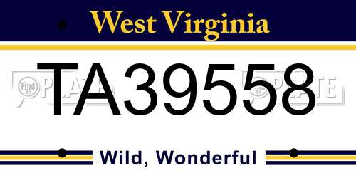 TA39558 West Virginia License Plate