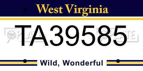 TA39585 West Virginia License Plate