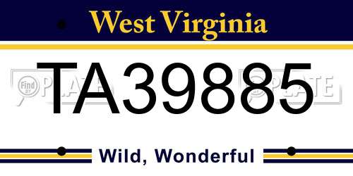 TA39885 West Virginia License Plate