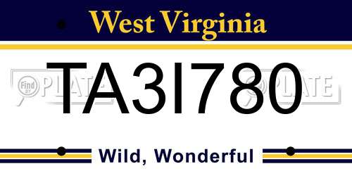 TA3I780 West Virginia License Plate