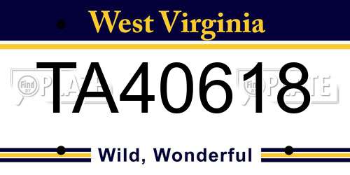 TA40618 West Virginia License Plate
