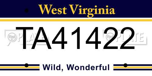 TA41422 West Virginia License Plate
