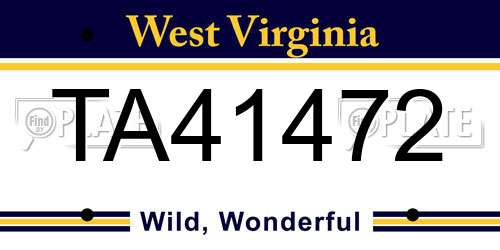 TA41472 West Virginia License Plate