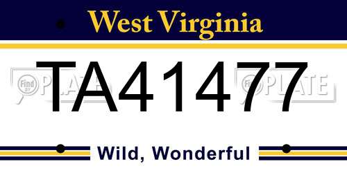 TA41477 West Virginia License Plate