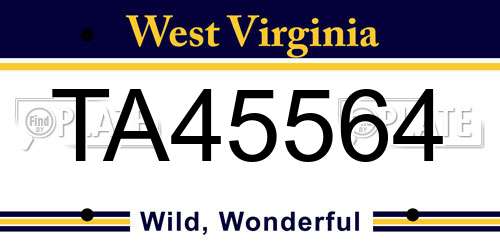 TA45564 West Virginia License Plate