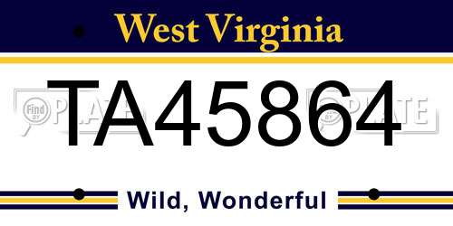 TA45864 West Virginia License Plate