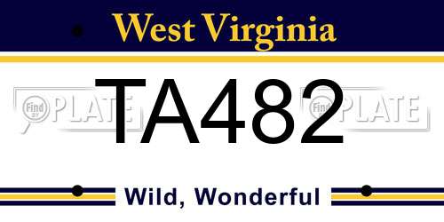 TA482 West Virginia License Plate
