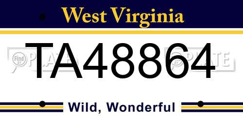 TA48864 West Virginia License Plate