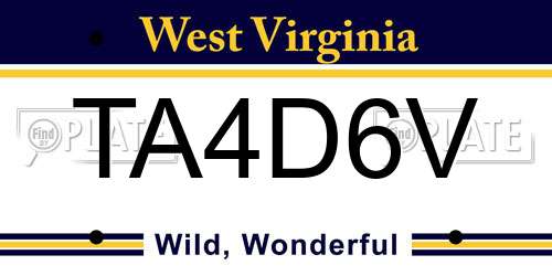 TA4D6V West Virginia License Plate