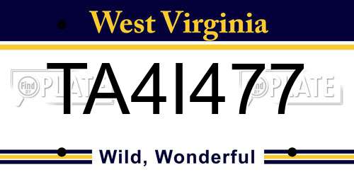 TA4I477 West Virginia License Plate