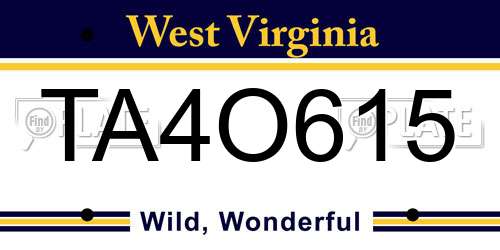 TA4O615 West Virginia License Plate