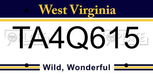 TA4Q615 West Virginia License Plate