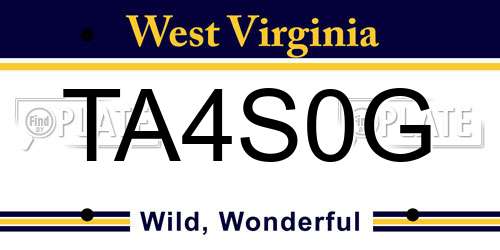 TA4S0G West Virginia License Plate