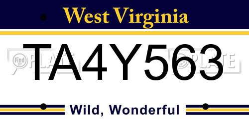 TA4Y563 West Virginia License Plate