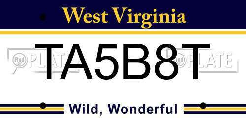 TA5B8T West Virginia License Plate