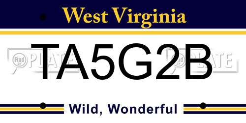 TA5G2B West Virginia License Plate
