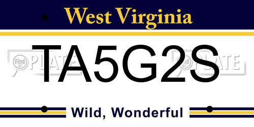 TA5G2S West Virginia License Plate