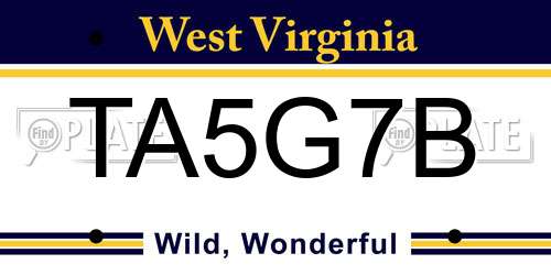 TA5G7B West Virginia License Plate