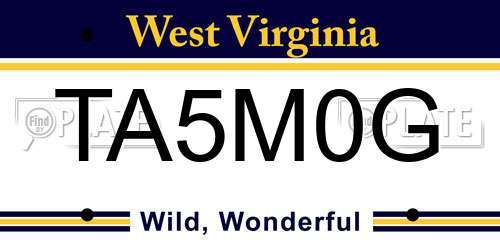 TA5M0G West Virginia License Plate