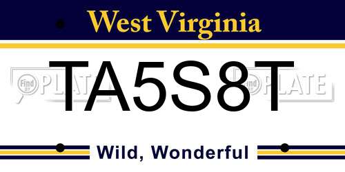 TA5S8T West Virginia License Plate