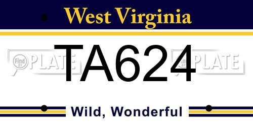 TA624 West Virginia License Plate
