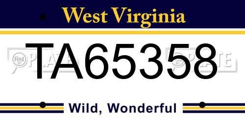 TA65358 West Virginia License Plate
