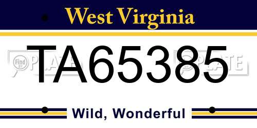 TA65385 West Virginia License Plate