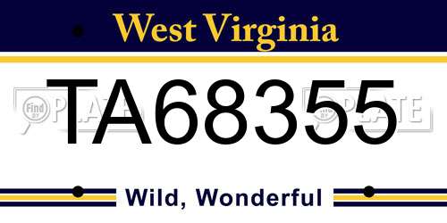 TA68355 West Virginia License Plate