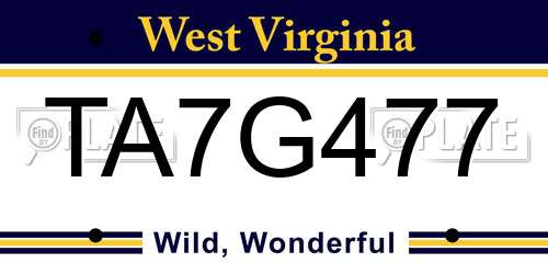 TA7G477 West Virginia License Plate