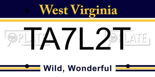 TA7L2T West Virginia License Plate