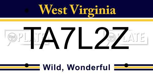 TA7L2Z West Virginia License Plate