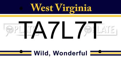 TA7L7T West Virginia License Plate