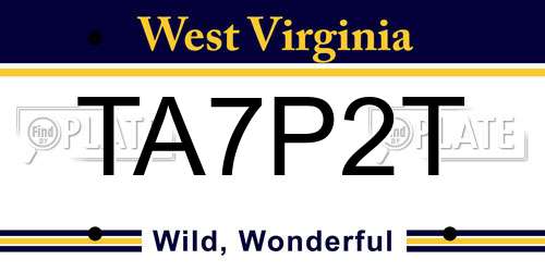 TA7P2T West Virginia License Plate