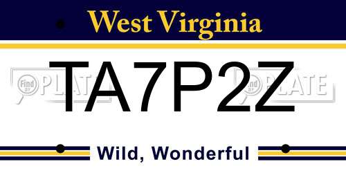 TA7P2Z West Virginia License Plate