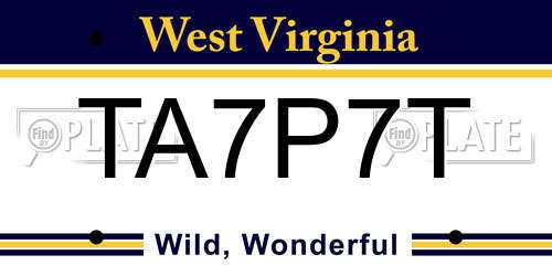 TA7P7T West Virginia License Plate