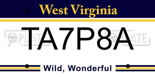 TA7P8A West Virginia License Plate