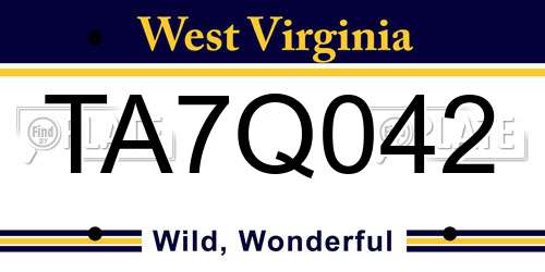 TA7Q042 West Virginia License Plate