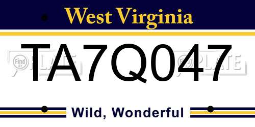 TA7Q047 West Virginia License Plate