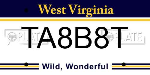 TA8B8T West Virginia License Plate