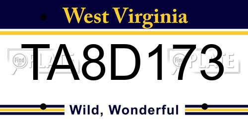 TA8D173 West Virginia License Plate