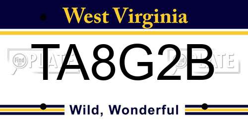 TA8G2B West Virginia License Plate