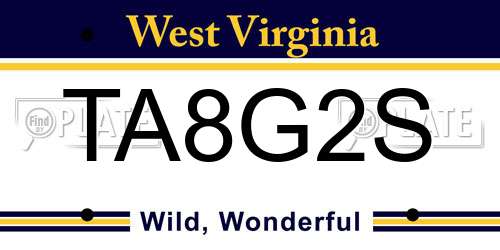 TA8G2S West Virginia License Plate