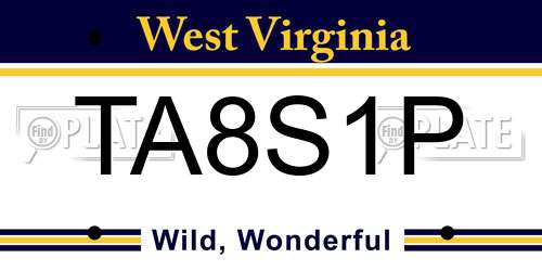 TA8S1P West Virginia License Plate