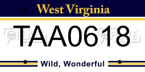 TAA0618 West Virginia License Plate