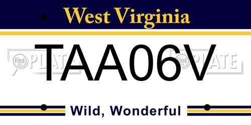 TAA06V West Virginia License Plate