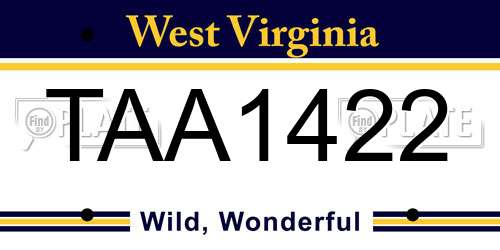 TAA1422 West Virginia License Plate